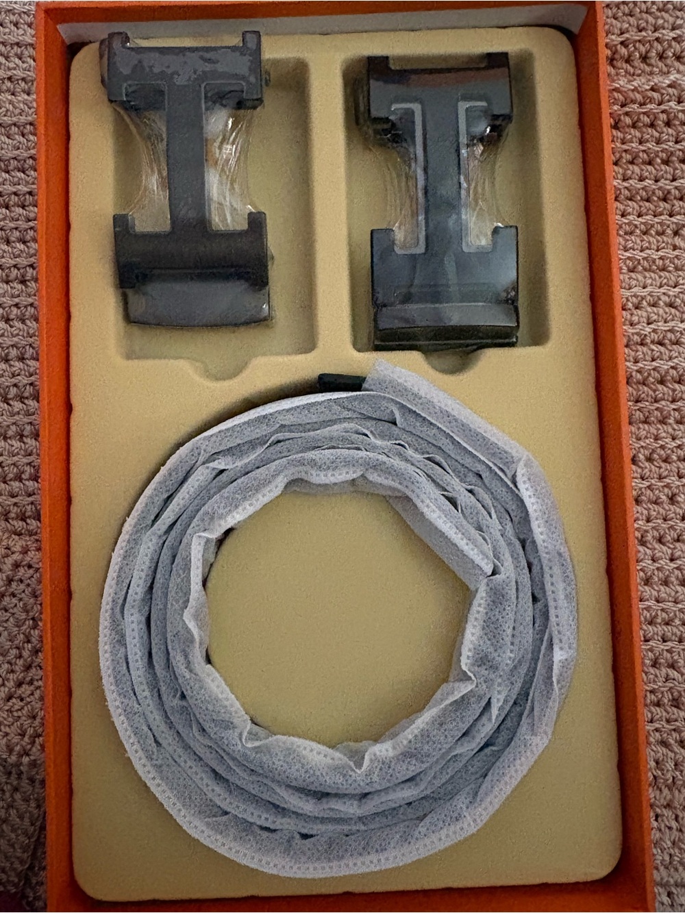 Leather Belt with Double H Buckles